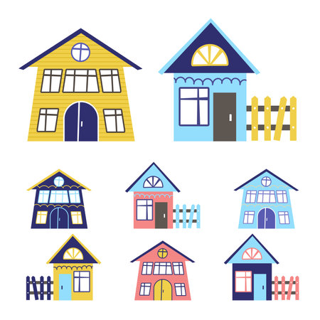 A set of isolated houses on a whiteのイラスト素材