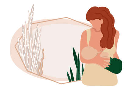 Breastfeeding. A mother is breastfeeding a child.のイラスト素材