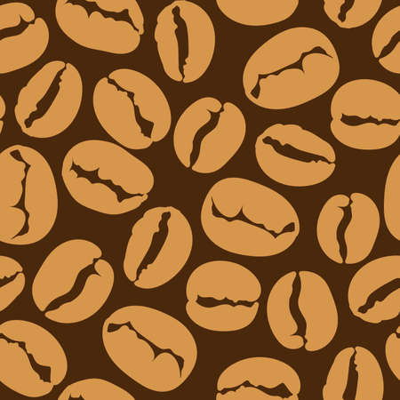 Coffee grain pattern on a dark brown background. For use in printing on fabric postcards, posters. Vector illustrationのイラスト素材
