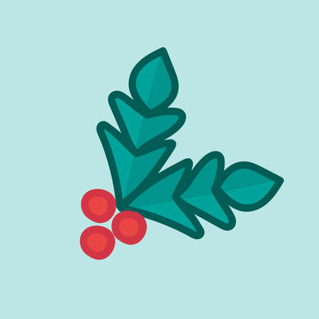 Christmas holly branch. The concept of Christmas and New Year. Vector illustration.のイラスト素材