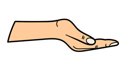 Outstretched hand. For use on textiles, packaging paper. Vector illustration.のイラスト素材