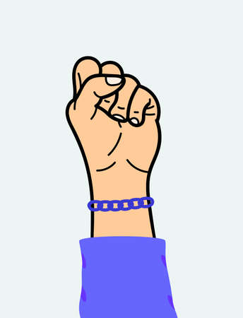 The hand is a gesture of protest. For use on textiles, packaging paper, souvenirs, printing, posters, postcards. Vector illustration.のイラスト素材
