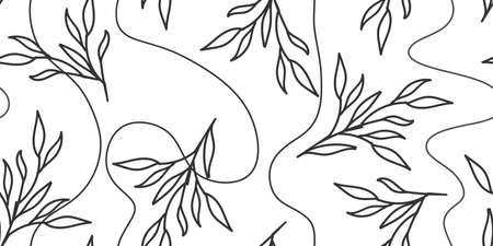 A pattern of vector plant elements of laurels, leaves, flowers, branches. Suitable for invitations, greeting cards, quotes, blogs, wedding frames, posters.のイラスト素材