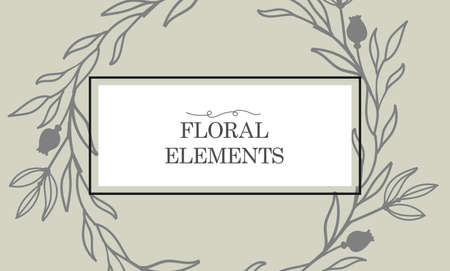 Vintage postcard with a floral ornament. A frame for a flower and cosmetics store with a label design. Summer vegetable greeting card. Background for packaging cosmetics and perfumes.のイラスト素材