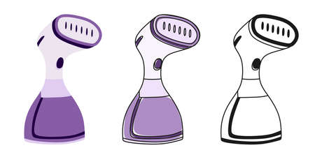 Clothes steamer set home handmade Vector illustration in linear doodle style on a white background.のイラスト素材