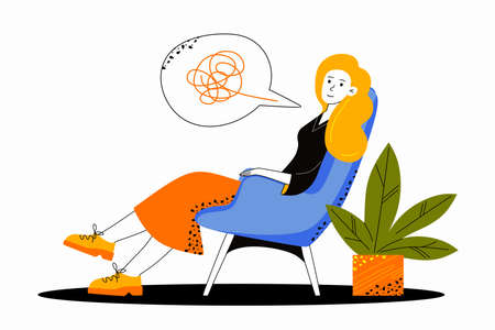 Psychotherapeutic counseling Treatment of stress and mental problems Vector illustrationのイラスト素材