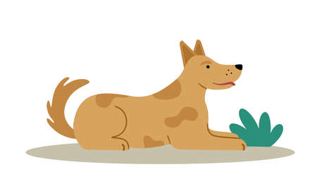 The dog is a cute cheerful pet. Editable vector illustration isolated on a white backgroundのイラスト素材