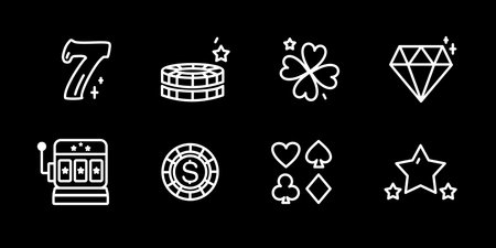 Casino neon icons. Neon-style templates. Vector illustration in doodle style.のイラスト素材