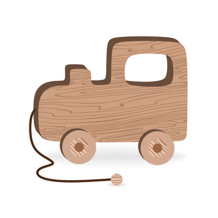 Childrens toys for Childrens games and entertainment Cartoon Wooden toys wooden locomotive Vector illustrationのイラスト素材