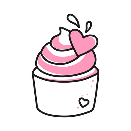 Vector element cake for Valentines Day. Hand-drawn love symbols in a linear style. Isolated on a...