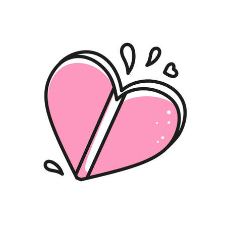 Vector element heart for Valentines Day. Hand-drawn love symbols in a linear style. Isolated on a whiteのイラスト素材