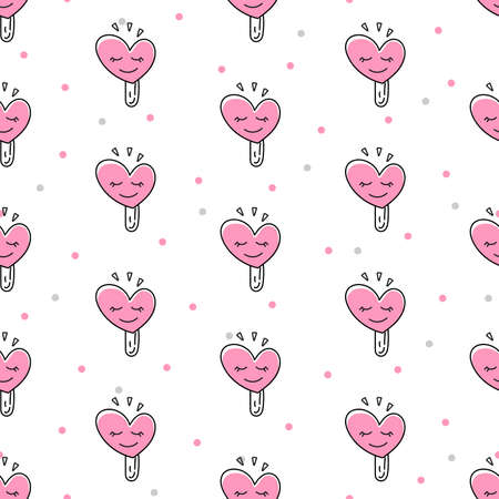 Seamless pattern of ice cream and hearts on a white background. Use on Valentines Day on textiles, wrapping paper, backgrounds, souvenirs. Vectorのイラスト素材