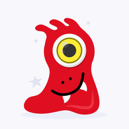 Funny Space Monster. Cute Alien, Planets, Rockets, UFOs. Isolated on a white background. Vector