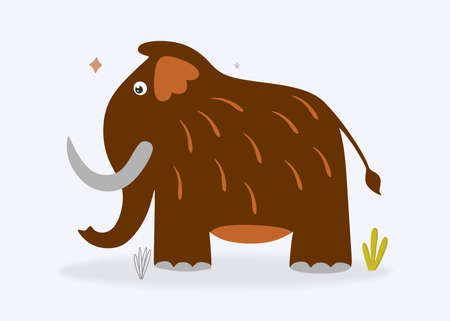Cute little mammoth. The Stone Age. Vector illustrationのイラスト素材