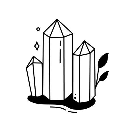 Magic crystals. Magical symbols doodles esoteric boho mystical hand - drawn elements stone crystals . magical vectorのイラスト素材