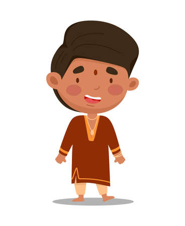 Indian man is cute and funny. Vector illustration in a flat cartoonのイラスト素材