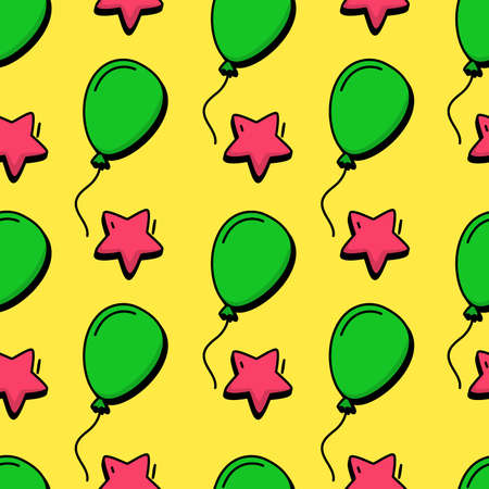 Retro style pattern stars and balloons on a blue background shopping concept Vectorのイラスト素材