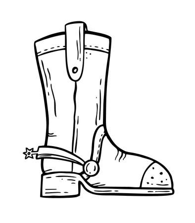 Cowboy boot hand-drawn in the style of doodle Good for printing Symbol of the Western concept Isolated vectorのイラスト素材