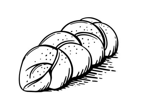 Bread basket is a hand-drawn bakery element Vector doodles. For cafes and bakery menusのイラスト素材