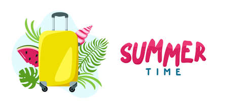 Summer background website header Colorful Horizontal postcard banner Vacation concept Vector illustrationのイラスト素材