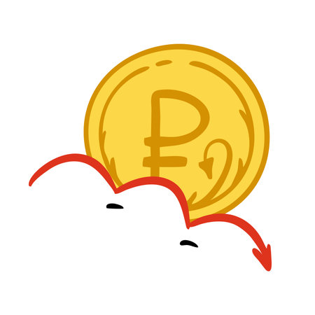 The Russian ruble growth and fall chart. Russian currency on a white background. vector illustrationのイラスト素材