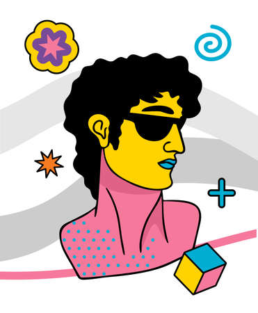 Greek trippy sculpture. Cartoon vector illustration in psychedelic trip style.のイラスト素材