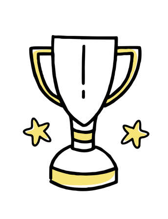 The award cup of the clipart doodle. vector illustration in lineのイラスト素材