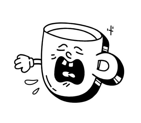 The mug is a retro cartoon character from the 30s. Vintage comic smile vectorのイラスト素材