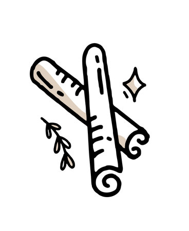 Cinnamon doodle Clipart in black and beige Vector illustration in hand drawnのイラスト素材