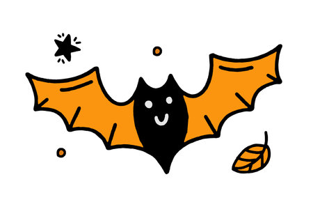 Bat Halloween Concept Doodle style vector Design Illustration Isolated on whiteのイラスト素材