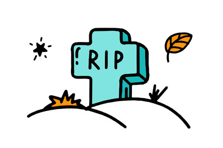 Tombstone Illustration of doodle style vector design Isolated on whiteのイラスト素材