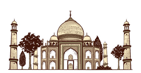 Hand drawing of the Muslim mosque Ramadan kareem traditional Islamic holiday Vector illustrationのイラスト素材