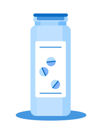A jar with medicine pills and pills. medical kit concept. Can be used for web and mobile devicesのイラスト素材