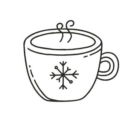 Tea Mug Vector Illustration Doodle Isolated on White Background Christmasのイラスト素材