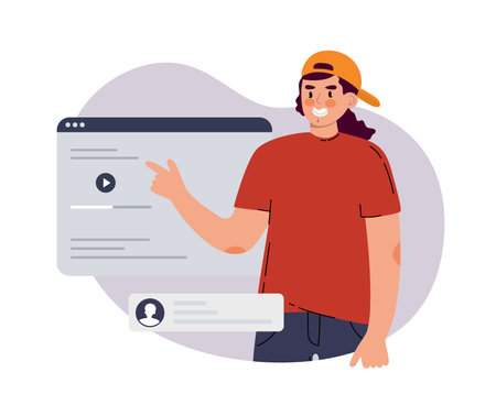 A man with elements for a mobile application. Ui ux designer arrangement interface elements of the application and sites. vector illustrationのイラスト素材