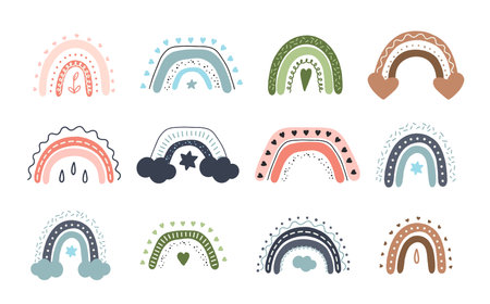 Rainbow boho set. For decoration of children's rooms and holidays. vector modernのイラスト素材