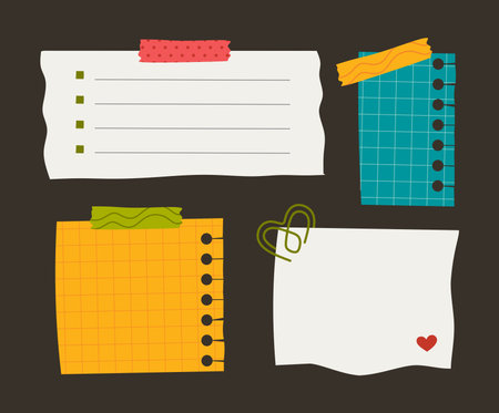 Paper sticker various notes are personal. Accessories for organizing documents. vector illustrationのイラスト素材
