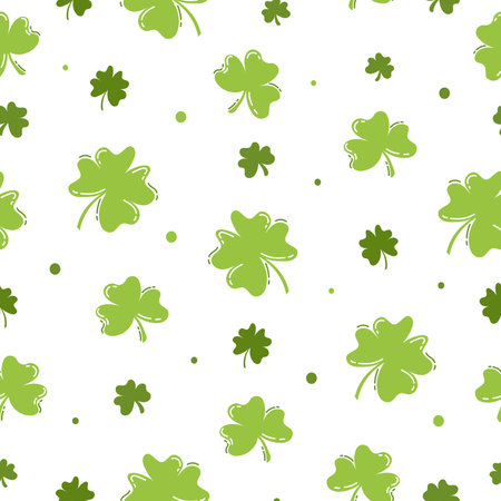 Pattern with clover leaves St. Patricks Day Vector illustration flat styleのイラスト素材