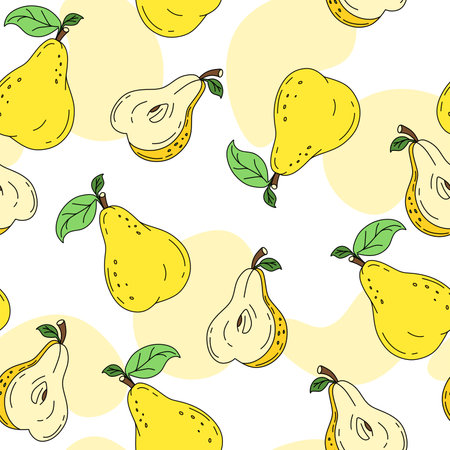 Pear Pattern seamless on white background Vectorのイラスト素材