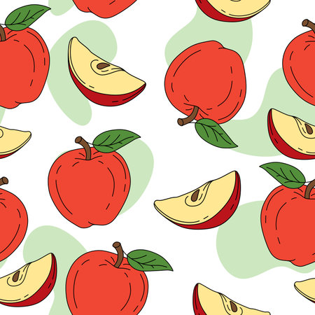 Apple Pattern seamless on white background Vector