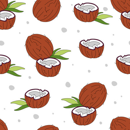 Coconut Pattern seamless on white background Vectorのイラスト素材