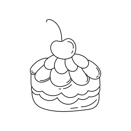 Cake dessert doodle Coloring book with vector for kidsのイラスト素材