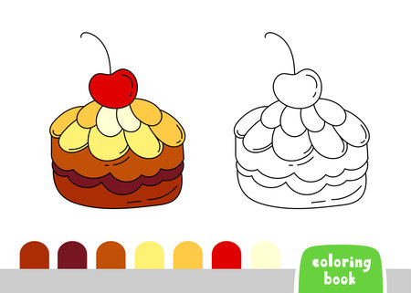 Coloring Book for Kids Cake Page for Books Magazines Vector Templateのイラスト素材