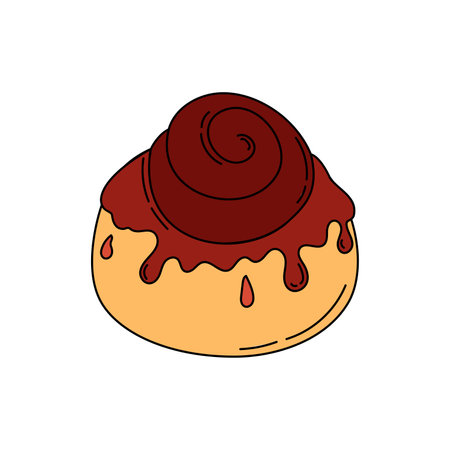 Cinnabon doodle Vector color illustration isolated on whiteのイラスト素材