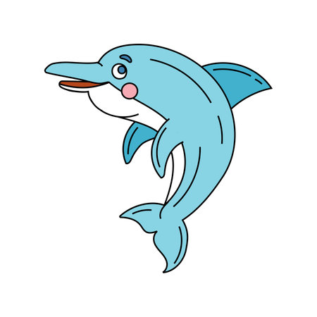 Dolphin doodle Vector color illustration isolated on whiteのイラスト素材