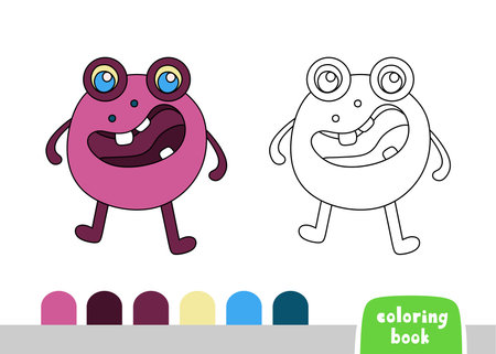 Cute Monster Coloring Book for Kids Page for Books, Magazines, Doodle Vector Templateのイラスト素材