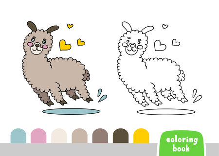 Coloring Book for Kids Llama Page for Books Magazines Vector Illustrationのイラスト素材