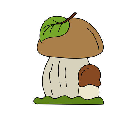 Mushroom children vector doodle Template for booksのイラスト素材