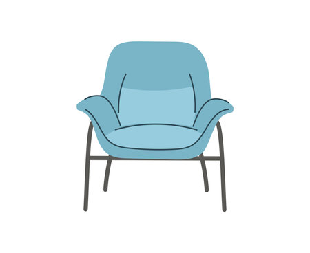 Blue armchair scandinavian isolated on white backgroundFor the interiors of rooms. Vector flat styleのイラスト素材