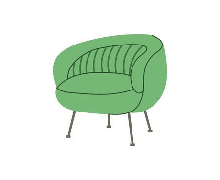 Green armchair scandinavian isolated on white backgroundFor the interiors of rooms. Vector flat styleのイラスト素材